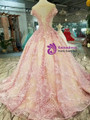 Pink Purple Lace Cap Sleeve Backless Wedding Dress With Beading