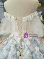 Blue Ball Gown Sequins Off The Shoulder Appliques Wedding Dress