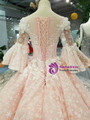 Pink Ball Gown Butterfly Appliques Wedding Dress With Beading