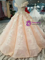 Pink Ball Gown Sequins Off The Shoulder Appliques Wedding Dress