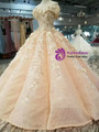 Pink Ball Gown Sequins Off The Shoulder Appliques Wedding Dress