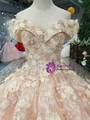 Pink Ball Gown Sequins Off The Shoulder Appliques Wedding Dress