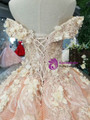 Pink Ball Gown Sequins Off The Shoulder Appliques Wedding Dress