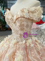 Pink Ball Gown Sequins Off The Shoulder Appliques Wedding Dress