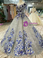 Silver Gray Sequins Cap Sleeve Embroidery Appliques Backless Wedding Dress