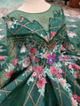 Green Sequins Long Sleeve Embroidery Appliques Wedding Dress With Beading