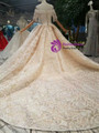 Champagne Lace Sequins Off The Shoulder Wedding Dress With Beading