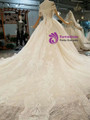 Champagne Ball Gown Sequins Appliques Off The Shoulder Wedding Dress