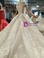 Ball Gown Lace Appliques Off The Shoulder Wedding Dress With Train