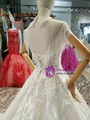 Ball Gown Tulle Lace Applique Sequins High Neck Cap Sleeve Wedding Dress With Beading