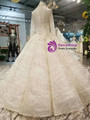 Champagne Tulle Sequins Bling Bling High Neck Long Sleeve Wedding Dress With Beading