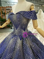 Blue Ball Gown Sequins Bling Bling Off The Shoulder Wedding Dress