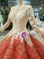Ball Gown Sequins Appliques Long SLeeve Backless Floor Length Wedding Dress