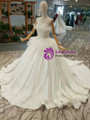 Simple Ball Gown Satin Appliques Strapless Wedding Dress