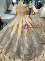 Silver Gold Sequins Appliques Off The Shoulder Floor Length Wedding Dress