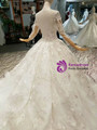 Ball Gown Tulle Lace Appliques Long Sleeve Bateau Wedding Dress With Beading