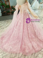 Pink Tulle Sequins Bling Bling Appliques Off The Shoulder Wedding Dress