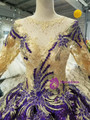 Purple Ball Gown Sequins Appliques Half Sleeve Floor Length Wedding Dress