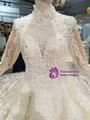 Ball Gown Sequins Tulle Long Sleeve High Neck Backless Wedding Dress