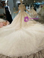 Champagne Ball Gown Tulle Appliques Beading Off The Shoulder Wedding Dress