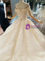 Champagne Ball Gown Tulle Appliques Beading Off The Shoulder Wedding Dress