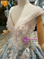 Blue Ball Gown Tulle Sequins Appliques Sweetheart Backless Wedding Dress