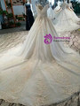 Champagne Ball Gown Tulle Sequins Off The Shoulder Appliques Wedding Dress