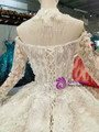 Ball Gown Tulle Appliques Off The Shoulder Long Sleeve Wedding Dress With Train