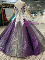 Purple Ball Gown Sequins White Appliques Off The Shoulder Wedding Dress