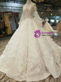 Ball Gown Appliques Off The Shoulder Long Sleeve Wedding Dress With Beading