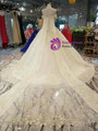 Champagne Tulle Sequins Applqiues Off The Sholuder Wedding Dress With Beading