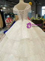 Ball Gown Tulle Sequins Bateau Cap Sleeve Wedding Dress With beading