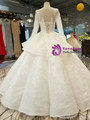 Ball Gown Sequins Lace Appliques Long Sleeve Backless Floor Length Wedding Dress