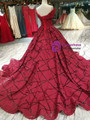 Elegant Red Ball Gown Off The Shoulder Wedding Dress With Train