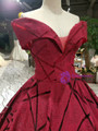Elegant Red Ball Gown Off The Shoulder Wedding Dress With Train
