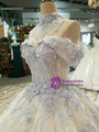 Ball Gown Sequins Blue Appliques Off The Shoulder Wedding Dress