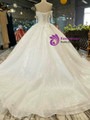 White Ball Gown Sequins Lace Appliques Off The Shoulder Wedding Dress With Beading