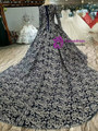 Navy Blue Ball Gown Sequins Bateau Long Sleeve Wedding Dress