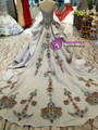 Silver Gray Tulle Satin Sequins Embroidery Appliques Off The Shoulder Wedding Dress