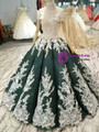 Dark Green Sequins Appliques Off The Shoulder Wedding Dress With Beading
