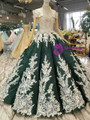 Dark Green Sequins Appliques Off The Shoulder Wedding Dress With Beading