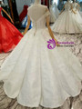 White Ball Gown Satin Backless Cap Sleeve Appliques Wedding Dress With Beading