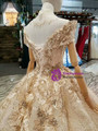 Champagne Gold Sequins Bling Bling Appliques Off The Shoulder Wedding Dress