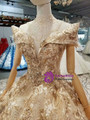 Champagne Gold Sequins Bling Bling Appliques Off The Shoulder Wedding Dress