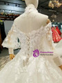 White Ball Gown Sequins Lace Appliques Off The Shoulder Long Sleeve Wedding Dress With Beading