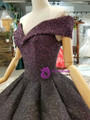 Purple Ball Gown Sequins Off The Shoulder Floor Length Wedding Dress