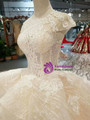 Champagne Ball Gown Tulle Sequins Cap Sleeve Appliques Wedding Dress With Beading