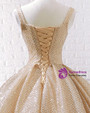 Marvelous Gold Ball Gown Sequins Straps Sweet 16 Floor Length Prom Dress
