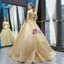 Marvelous Gold Ball Gown Sequins Straps Sweet 16 Floor Length Prom Dress