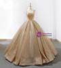 Marvelous Gold Ball Gown Sequins Straps Sweet 16 Floor Length Prom Dress
